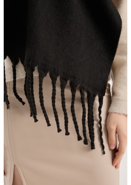 Unisex Puffy Düz Renk Şal Atkı