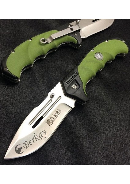 Kişiye Özel Isimli Columbia Bozkurt Baskılı G10 Çakı FST-4007-A 22 cm Paslanmaz Kamp Cep Av Bıçağı