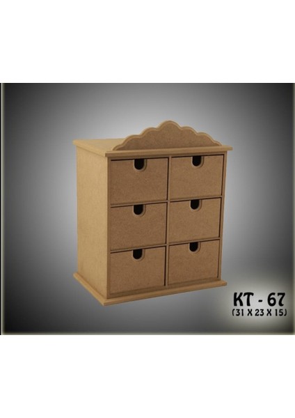 Ahşap Boyanabilir 6 Çekmeceli Takı-Makyaj-Aksesuar Çok Amaçlı Dekoratif Organizer Kutu