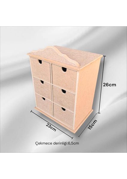 Ahşap Boyanabilir 6 Çekmeceli Takı-Makyaj-Aksesuar Çok Amaçlı Dekoratif Organizer Kutu fiyatları