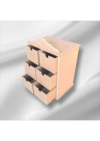 Ahşap Boyanabilir 6 Çekmeceli Takı-Makyaj-Aksesuar Çok Amaçlı Dekoratif Organizer Kutu fırsatları