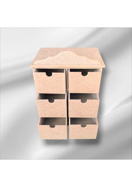 Ahşap Boyanabilir 6 Çekmeceli Takı-Makyaj-Aksesuar Çok Amaçlı Dekoratif Organizer Kutu indirimleri