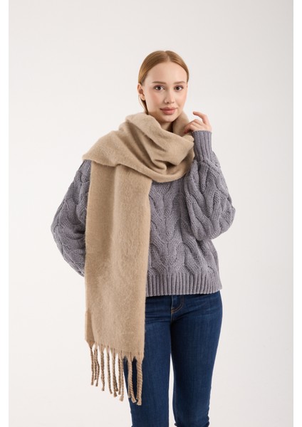 Unisex Puffy Düz Renk Şal Atkı