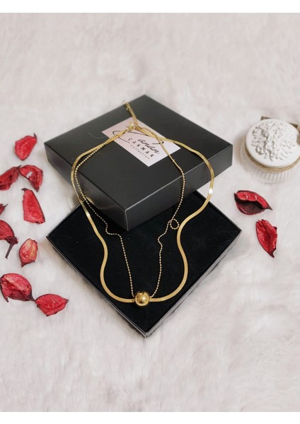 Çelik Ikili Dorikalı Italyan Kolye