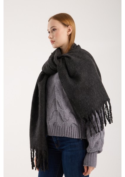 Unisex Puffy Düz Renk Şal Atkı