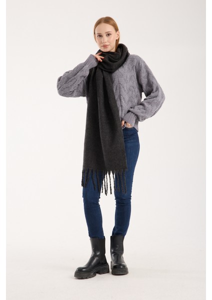 Unisex Puffy Düz Renk Şal Atkı