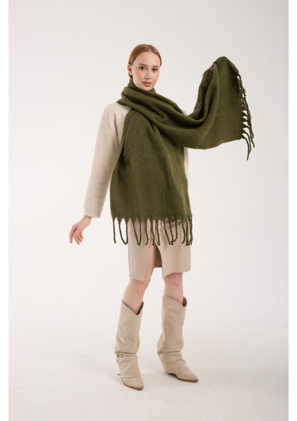 Unisex Puffy Düz Renk Şal Atkı