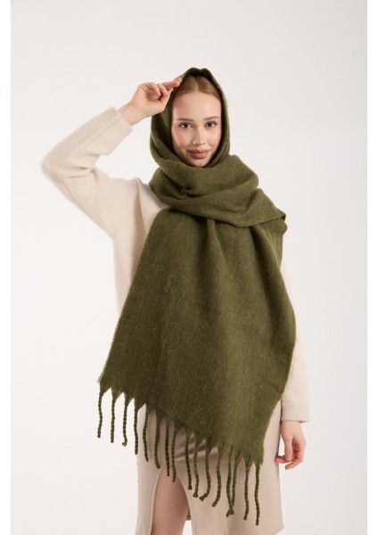 Unisex Puffy Düz Renk Şal Atkı