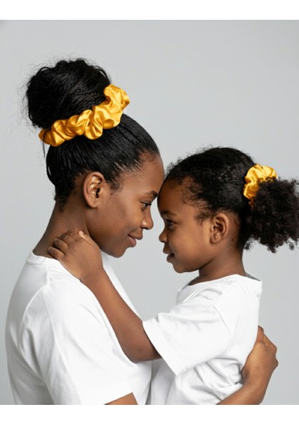 2'li Lüks Kadın Saten Toka - Altın Tozu - Lastik Model Scrunchie - Anne Kız Kombini fiyatları