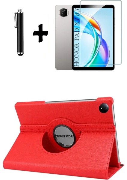 Honor Pad X7 8.7 Inç 2025 Kılıf Ekran Koruyucu Kalem Seti 360 Dönebilen Koruyucu Ön Arka Kapak