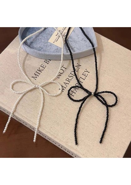 Siyah & Beyaz Inci 2 Adet Fiyonk Kolye