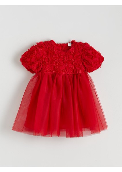 Yeni Sezon Bisiklet Yaka Kız Çocuk Abiye Elbise