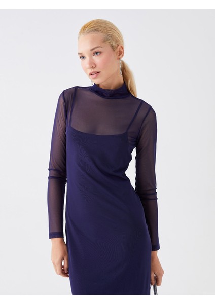 Yeni Sezon Dik Yaka Düz Uzun Kollu Elbise fiyatları