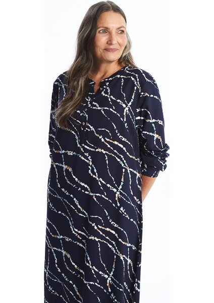 Yeni Sezon Kaçık Yaka Desenli Elbise fiyatları