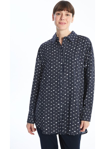 Yeni Sezon Desenli Oversize Kadın Gömlek Tunik