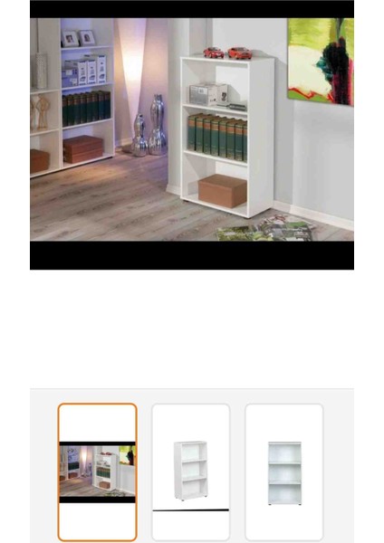 Kitaplıl 3 Bölmeli Beyaz Kitaplık Çok Amaçlı