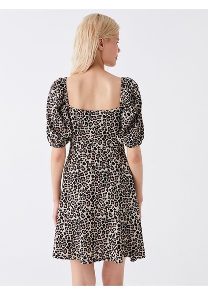 Yeni Sezon Kalp Yaka Desenli Kısa Kollu Elbise indirimleri