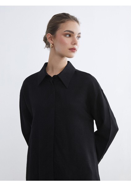 Yeni Sezon Kendinden Desenli Kadın Gömlek Tunik