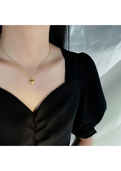 Gold Zincir Kalp Kolye