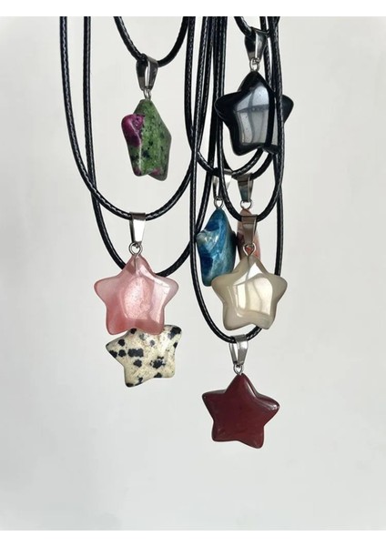 Derili Lapis Kuvars Dögal Taşli Yıldız Uçlu Kolye modelleri