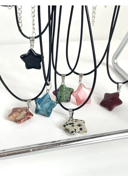 Derili Lapis Kuvars Dögal Taşli Yıldız Uçlu Kolye fırsatları