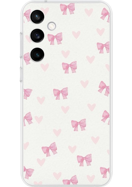 Samsung Galaxy S23 Fe Uyumlu Fiyonklar ve Pembe Kalpler Baskılı Silikon Kılıf