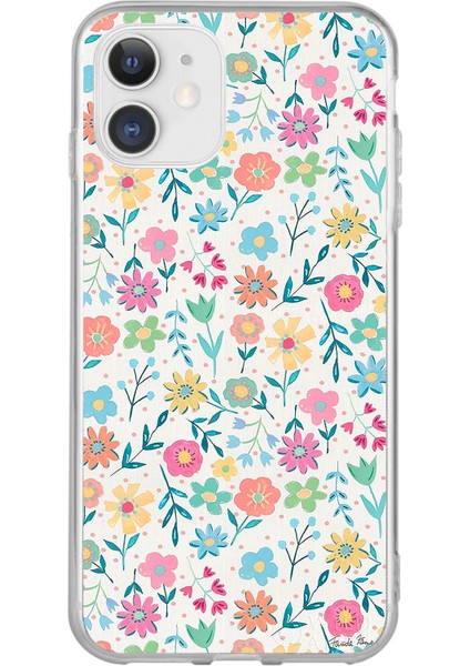 iPhone 11 Uyumlu Dekoratif Çiçekler Baskılı Silikon Kılıf