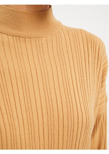 Yeni Sezon Yarım Balıkçı Yaka Çizgili Uzun Kollu Kadın Triko Tunik modelleri