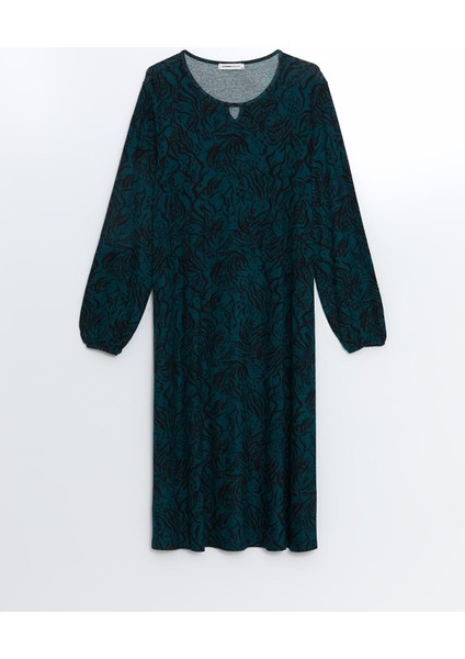 Yeni Sezon Bisiklet Yaka Desenli A Kesim Elbise