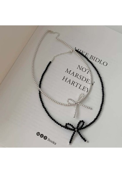 Siyah & Beyaz Inci 2 Adet Fiyonk Kolye