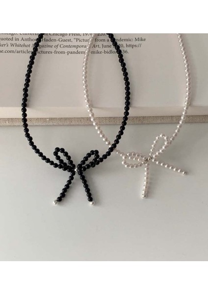 Siyah & Beyaz Inci 2 Adet Fiyonk Kolye fiyatları