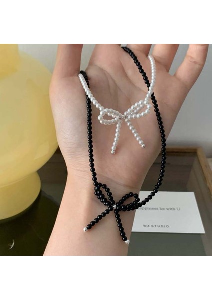 Siyah & Beyaz Inci 2 Adet Fiyonk Kolye fırsatları