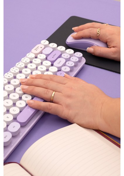 Retro Pastel Renkli Kablosuz Klavye ve Mouse Seti - Türkçe Q Klavye fırsatları