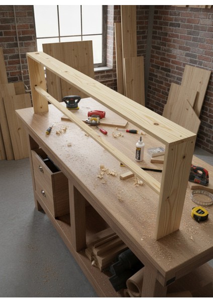 %100 Doğal Masif Ahşap Koltuk Arkası Ayaklı Raf - Ayaklı Duvar Rafı indirimleri