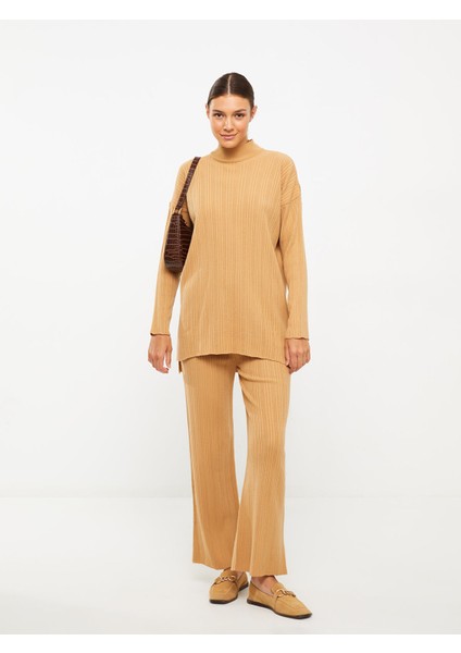 Yeni Sezon Yarım Balıkçı Yaka Çizgili Uzun Kollu Kadın Triko Tunik fiyatları