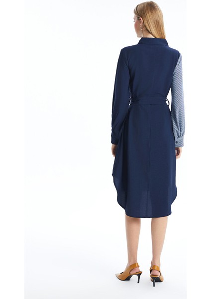 Yeni Sezon Gömlek Yaka Renk Bloklu Elbise fırsatları