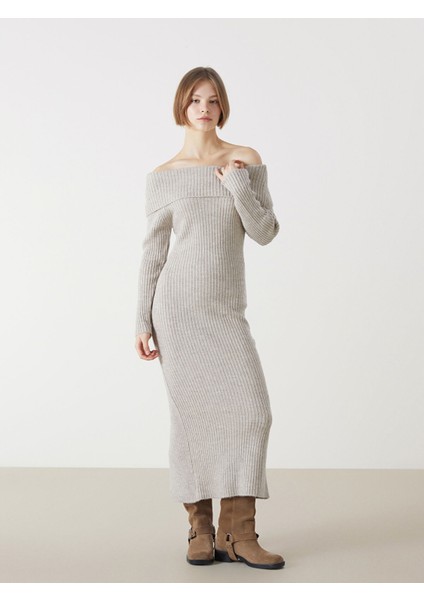 Yeni Sezon Kayık Yaka Kadın Triko Elbise modelleri