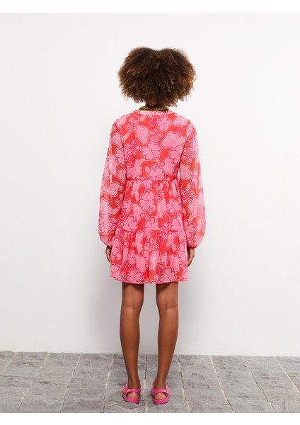 Yeni Sezon Bağlamalı Yaka Desenli Uzun Kollu Elbise indirimleri