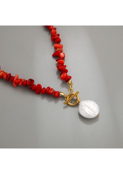 Kırmızı Mercan Doğal Taşli Kolye Renk Seçeneği Var fırsatları