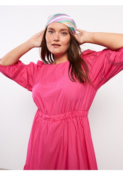 Yeni Sezon Bisiklet Yaka Nakışlı Poplin Elbise modelleri