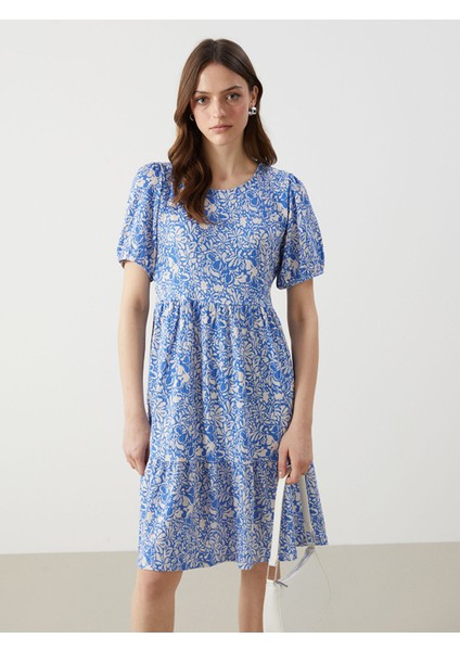 Yeni Sezon Bisiklet Yaka Çiçekli Mini Elbise fiyatları