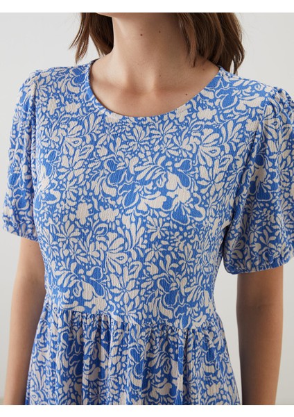 Yeni Sezon Bisiklet Yaka Çiçekli Mini Elbise indirimleri