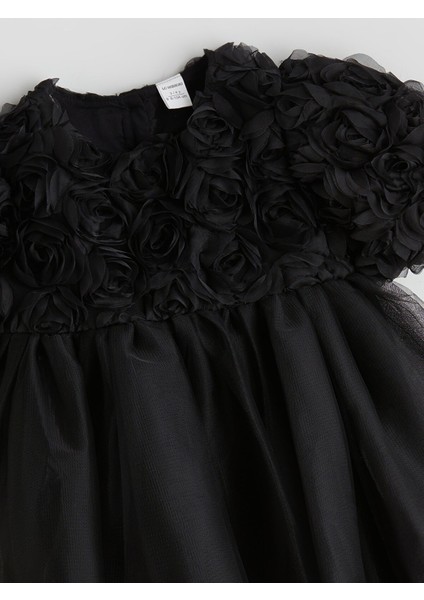 Yeni Sezon Çiçek Aplikeli Kız Çocuk Abiye Elbise fiyatları