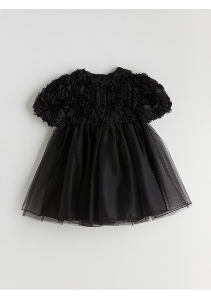 Yeni Sezon Çiçek Aplikeli Kız Çocuk Abiye Elbise modelleri