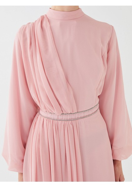 Yeni Sezon Bisiklet Yaka Taş Işlemeli Uzun Kollu Kadın Abiye Elbise indirimleri