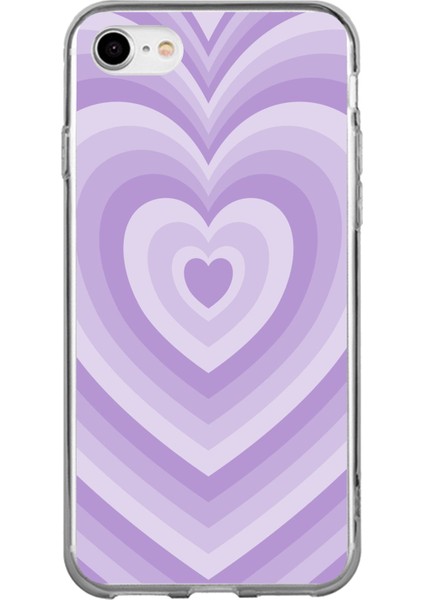 iPhone 6 - 6s Uyumlu Mor Kalp Dalgalar Tasarımlı Baskılı Silikon Kılıf