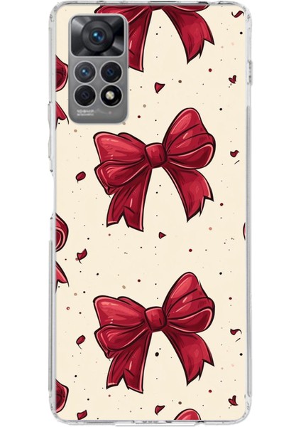 Redmi Note 12 Pro 4g Uyumlu Büyük Kırmızı Fiyonklar Baskılı Silikon Kılıf