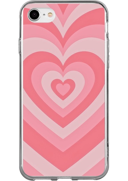 iPhone 6 - 6s Uyumlu Pembe Kalpler Baskılı Silikon Kılıf