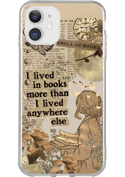 iPhone 11 Uyumlu Kitap Okuyan Kadın Retro Baskılı Silikon Kılıf