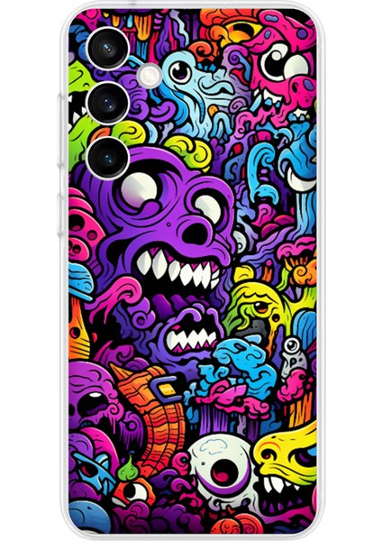 Samsung Galaxy S23 Fe Uyumlu Psikodeli Renkli Canavarlar Baskılı Silikon Kılıf